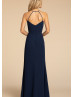Indigo Chiffon Open V Back Bridesmaid Dress